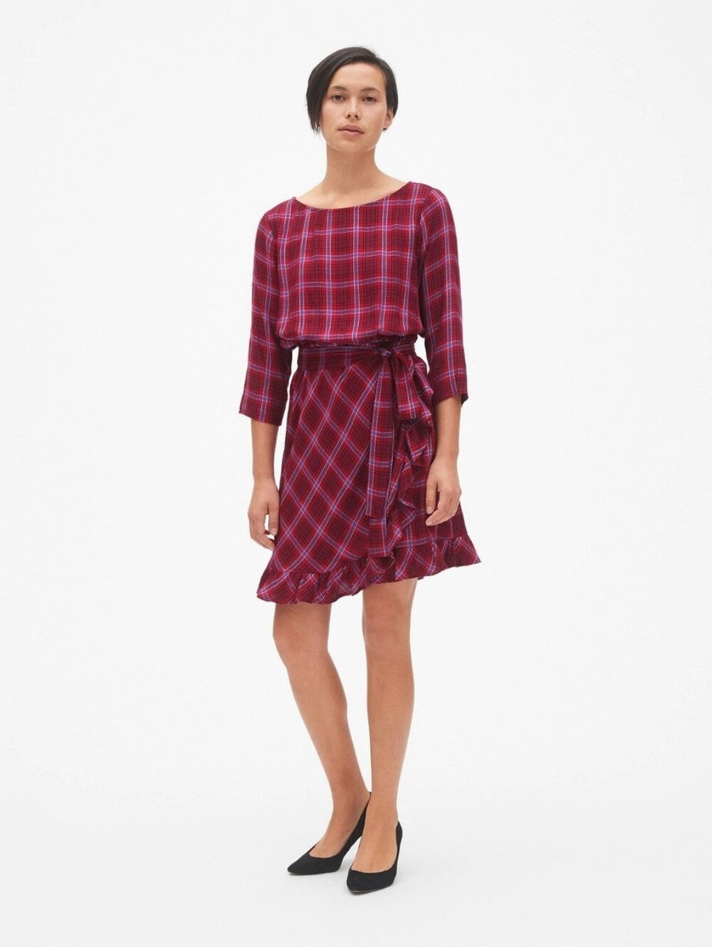 GAP Plaid Ruffle Hem Dress - Size L - NWOT